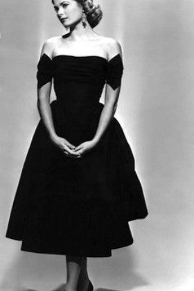 Grace Kelly Black Off The Shoulder Best Celebrity Dress 1950s – Hoprom Grace Kelly Black Off The Shoulder Best Celebrity Dress 1950s – Hoprom