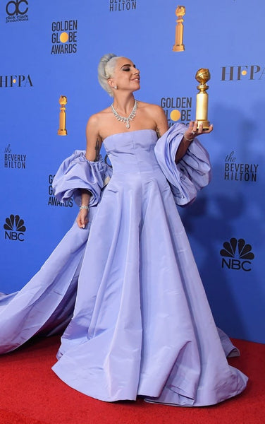 Blue Lady Gaga Strapless Long Prom Red Carpet Formal Dress Golden Globe Awards Dress Available