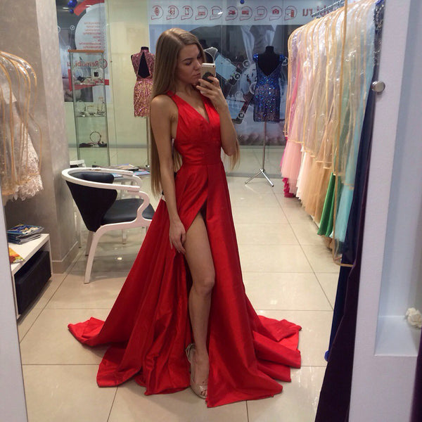 Backless Prom Dress Red Prom Dresses Chiffon Backless Evening Dresses – Hoprom