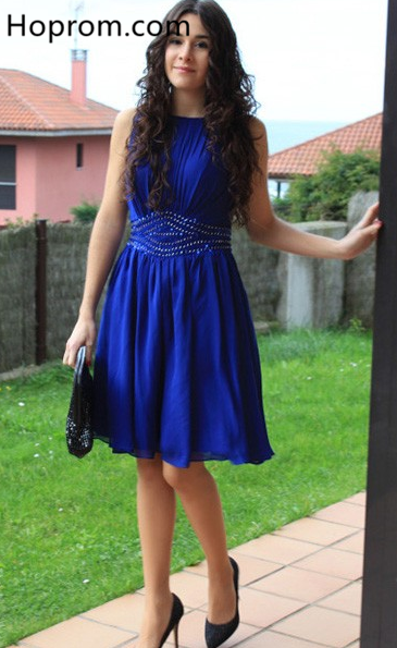 Scoop Neck A-line Chiffon Knee-length Beading Homecoming Dresses Hoprom Scoop Neck A-line Chiffon Knee-length Beading Homecoming Dresses Hoprom