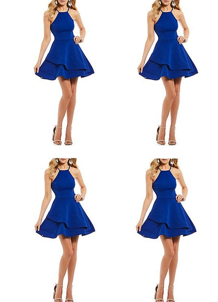 Royal Blue Straps Short Stain Homecoming Dresses