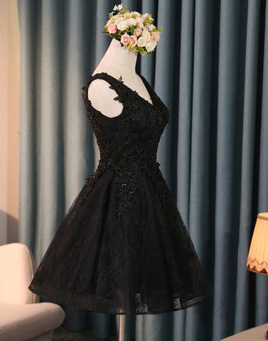 Black Lace Applique Beading Tulle Bandage Short Homecoming Dresses Hoprom Black Lace Applique Beading Tulle Bandage Short Homecoming Dresses Hoprom