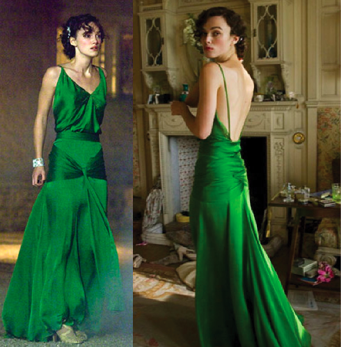 Keira Knightley V neck Backless Green Dress Spaghetti Straps Prom Dres Hoprom