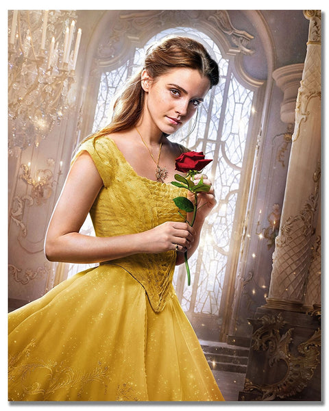 Yellow Emma Watson Tiered Embroidery Prom Celebrity Formal Dress Beauty and the Beast Belle Ball Gown