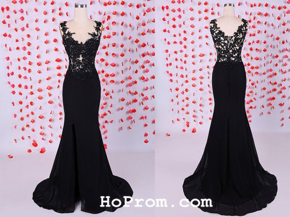 Black Long Lace Prom Dresses Evening Dresses