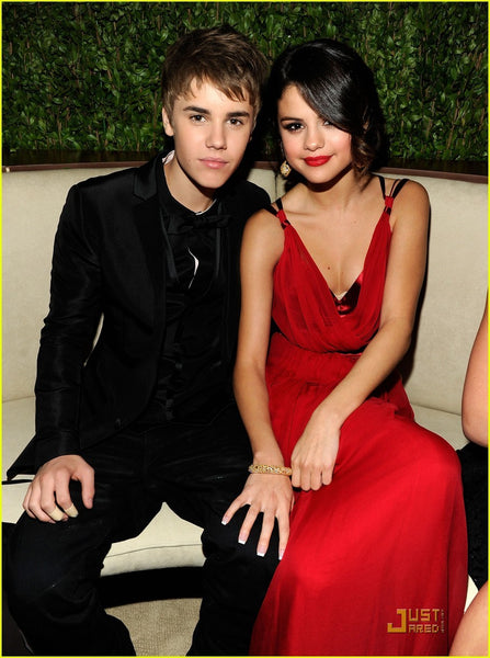 Red Selena Gomez V Neck Dress Chiffon Prom Celebrity Red Carpet Formal Dress Oscars Party