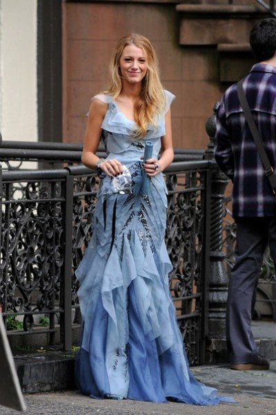 Blue Blake Lively Serena van der Woodsen Sequins Dress Round Neck Prom Hoprom Blue Blake Lively Serena van der Woodsen Sequins Dress Round Neck Prom Hoprom