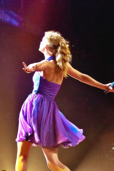 Purple Taylor Swift Short Halter Dress Pleated Prom Celebrity Dress Speak Now Tour