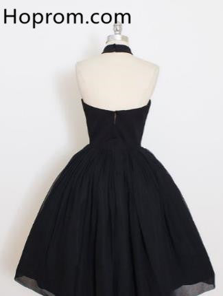 Black Halter Homecoming Dress, Backless Prom Dress