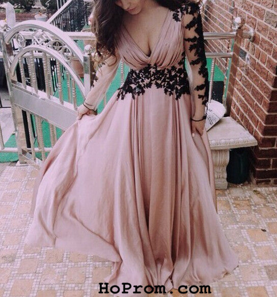 V-Neckline Chiffon Champagne-Pink Prom Dress Chiffon Long Prom Dresses Hoprom V-Neckline Chiffon Champagne-Pink Prom Dress Chiffon Long Prom Dresses Hoprom