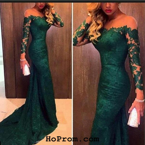 Lace Green Prom Dresses,Long Sleeve Prom Dresses,Evening Dress Hoprom Lace Green Prom Dresses,Long Sleeve Prom Dresses,Evening Dress Hoprom