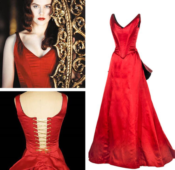 Moulin Rouge Satine Red Satin Dress Nicole Kidman Eveing Prom Dress