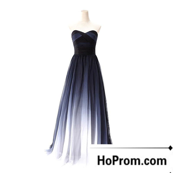 A-Line Strapless Chiffon Prom Dresses Evening Dress