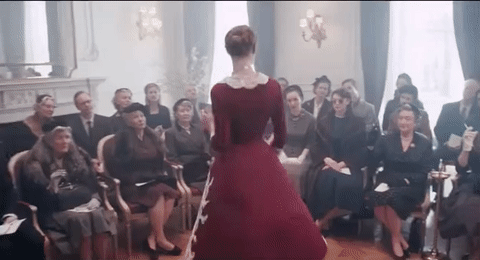 Red Long Sleeve Vicky Krieps Alma Movie Phantom Thread Dress V-neck Lace Evening Dress