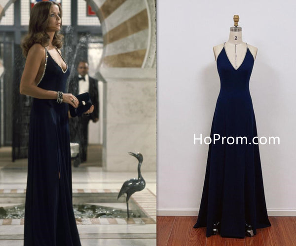 Anya Amasova Navy Backless Dress Prom Evening Dress
