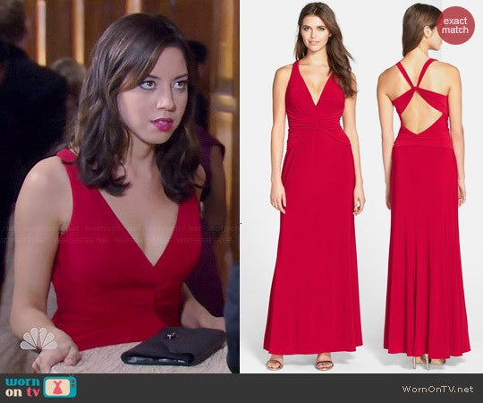 Aubrey Plaza Season 7 April Red Dress Backless Prom Dress