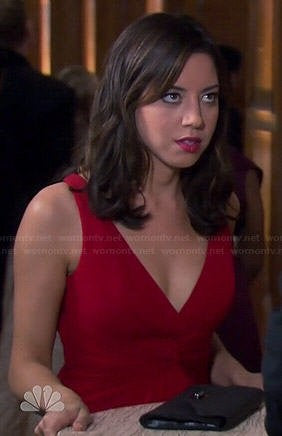 Aubrey Plaza Season 7 April Red Dress Backless Prom Dress