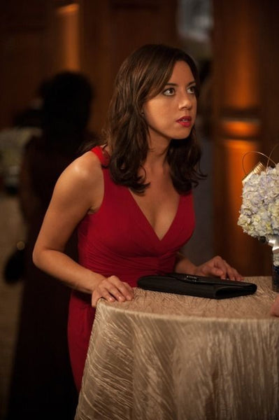 Aubrey Plaza Season 7 April Red Dress Backless Prom Dress