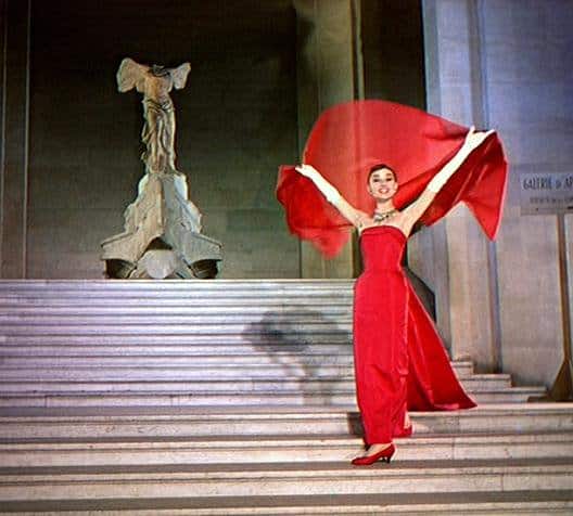 Audrey Hepburn Red Dress Satin Strapless Prom Dress in Funny Face