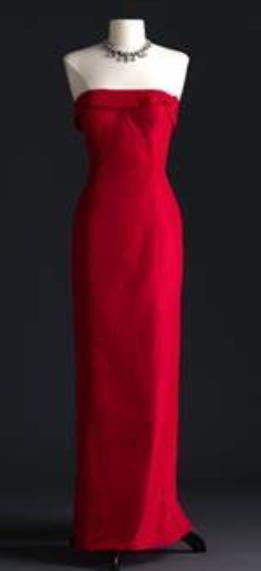 Audrey Hepburn Red Dress Satin Strapless Prom Dress in Funny Face