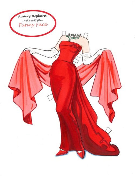 Audrey Hepburn Red Dress Satin Strapless Prom Dress in Funny Face