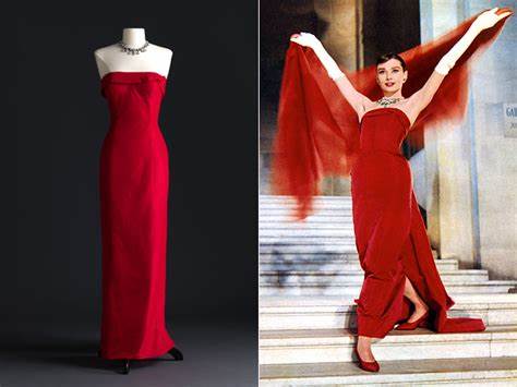 Audrey Hepburn Red Dress Satin Strapless Prom Dress in Funny Face