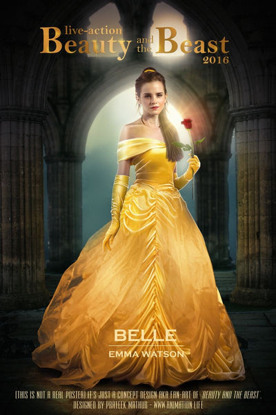 Beauty And The Beast Emma Watson Yellow Belle Dress Off Shoulder Prom Ball Gown