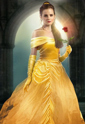 Beauty And The Beast Emma Watson Yellow Belle Dress Off Shoulder Prom Ball Gown