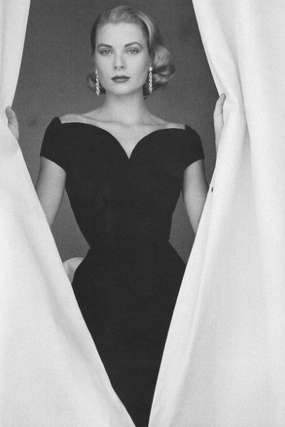 Black Grace Kelly Velvet Dress Black Prom Dress