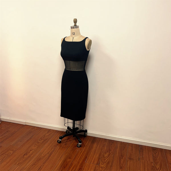 Black Midi Length Marilyn Dress Bodycon Cocktail Party Dress