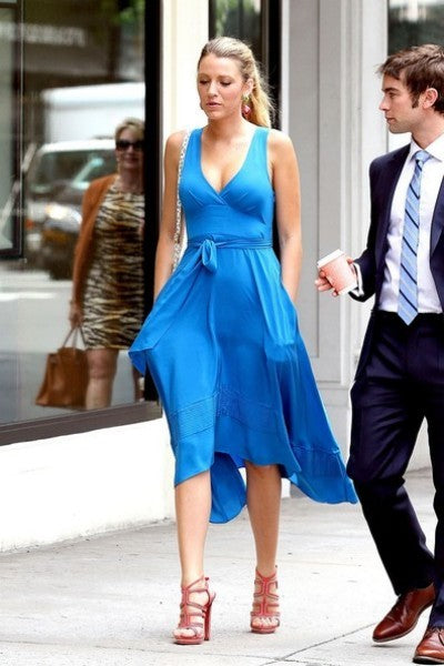 Blue Blake Lively Dress Gossip Girl Dress Homecoming Dress