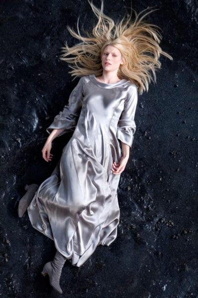 Claire Danes Yvaine Dress Silver Satin Long Sleeve Prom Dress in Stardust