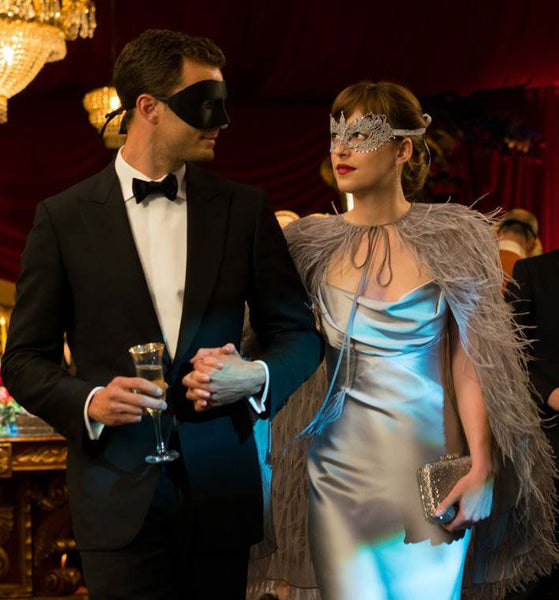 Dakota Johnson Silver Dress Backless Satin Prom Dress in Fifty Shades Darker