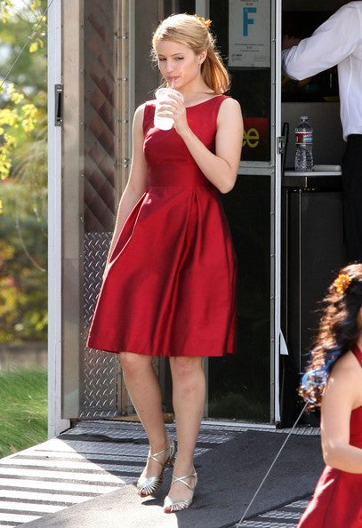 Dianna Agron Red Dress Sweet 16 Glee Dress In Los Angeles