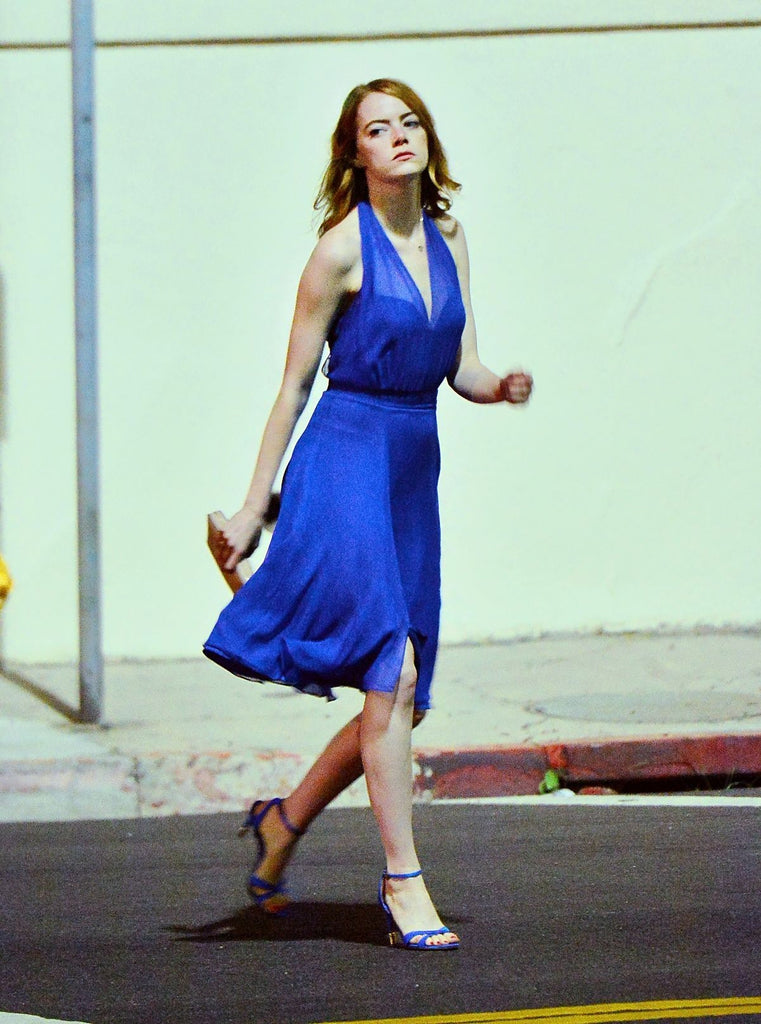 Ema Stone La La land Blue Dress Halter Chiffon Prom Dress Hoprom Ema Stone La La land Blue Dress Halter Chiffon Prom Dress Hoprom