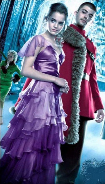 Emma Watson Purple Dres Tiered Ruffle Prom Dress