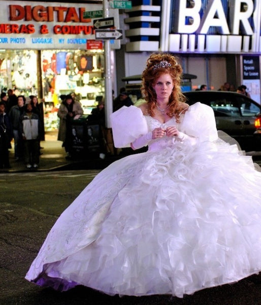 Enchanted Amy Adams Princess Giselle Dress White Puff Sleeve Wedding Dress