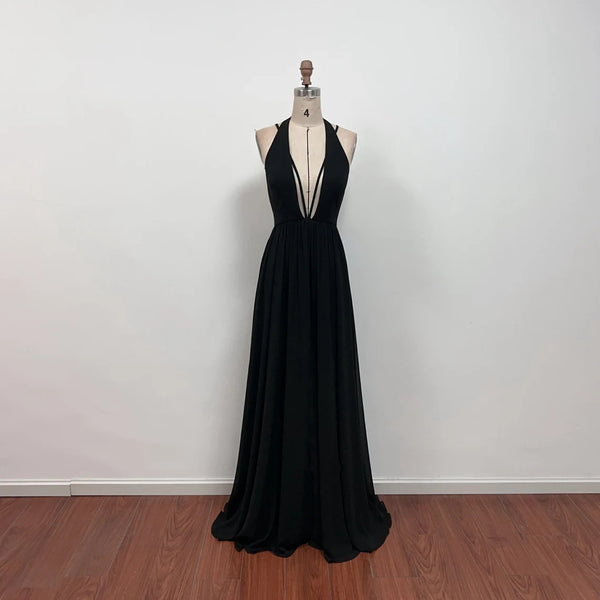 Estrella Black Dress Formal Gown Backless Prom Dress