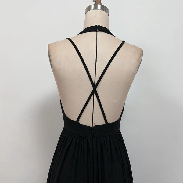 Estrella Black Dress Formal Gown Backless Prom Dress