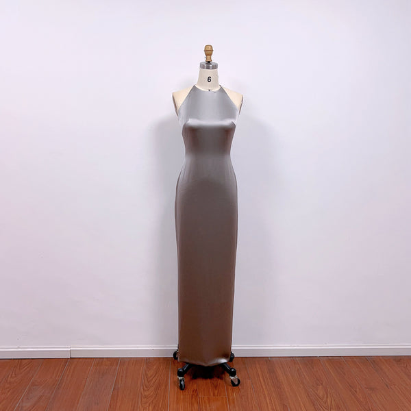 Friends Monica Dress Dark Silver Satin Slip Dress