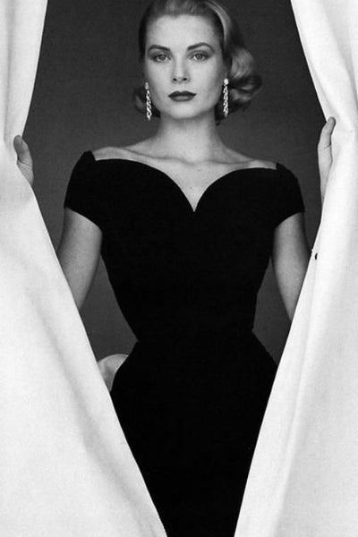 Grace Kelly Dress Black Velvet Prom Dress 1950s