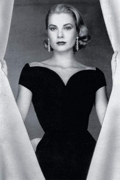 Grace Kelly Dress Black Velvet Prom Dress 1950s