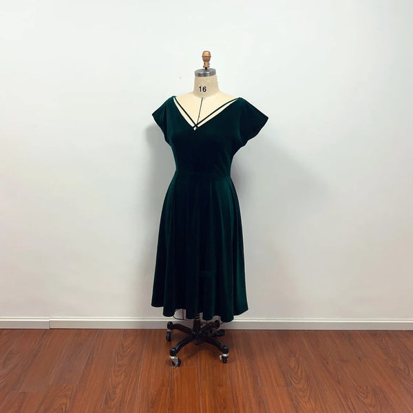 Green Velvet Rosemary Clooney Dress White Christmas Costume