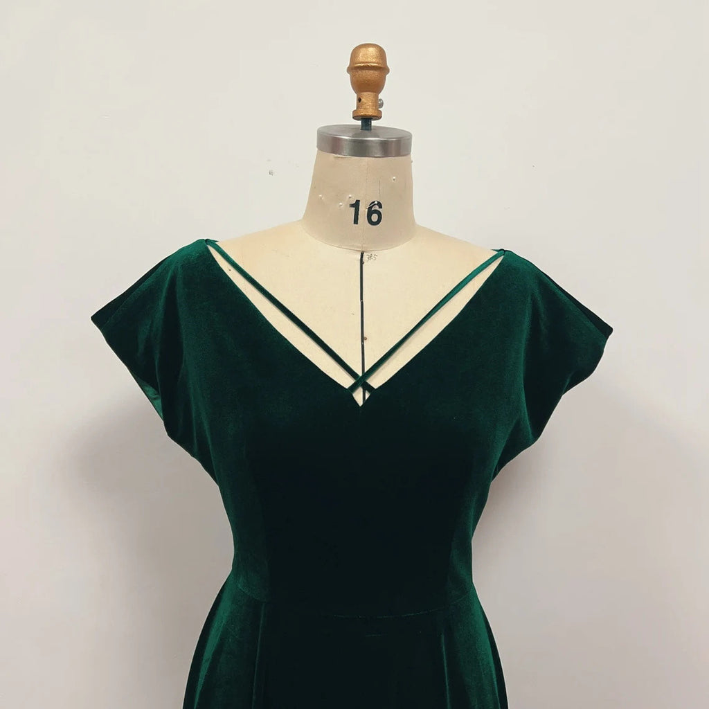 Green Velvet Rosemary Clooney Dress White Christmas Costume – Hoprom