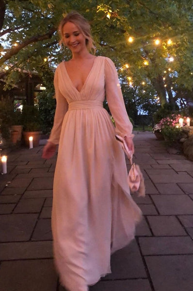 Jennifer Lawrence Pink Dress Chiffon Formal Prom Dress