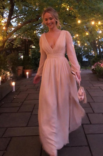 Jennifer Lawrence Pink Dress Chiffon Formal Prom Dress – Hoprom