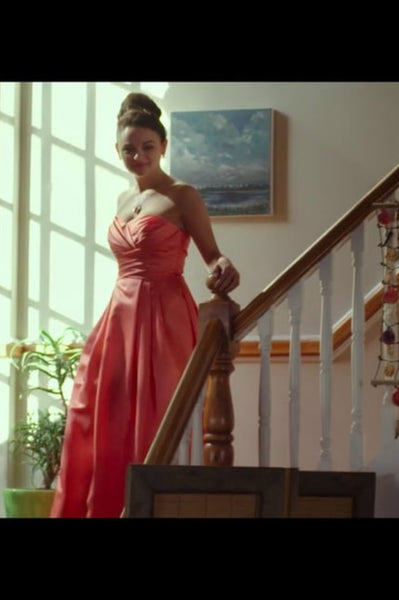 Joey King Pink Dress The Kissing Booth Satin Prom Formal Dress