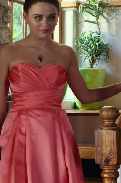 Joey King Pink Dress The Kissing Booth Satin Prom Formal Dress