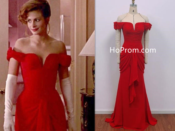 Julia Roberts As Vivian Ward Red Dress Pretty Woman Movie Dress Off Shoulder Vivian Evening Dress with Gloves