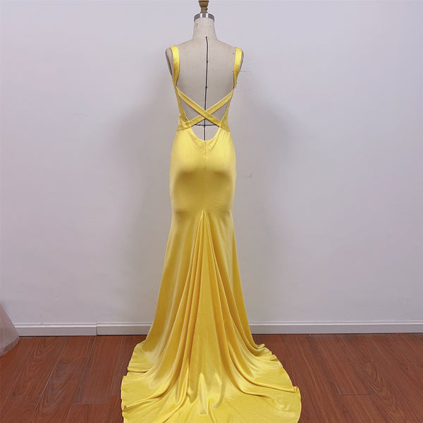 Kate Hudson Yellow Dress How to Lose a Guy in 10 Days Andie Backless Prom Dresses